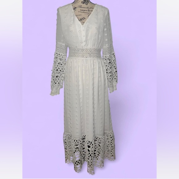Why Dress Dresses & Skirts - NWT White Lace Dress with Long Sleeves and Side Zipper